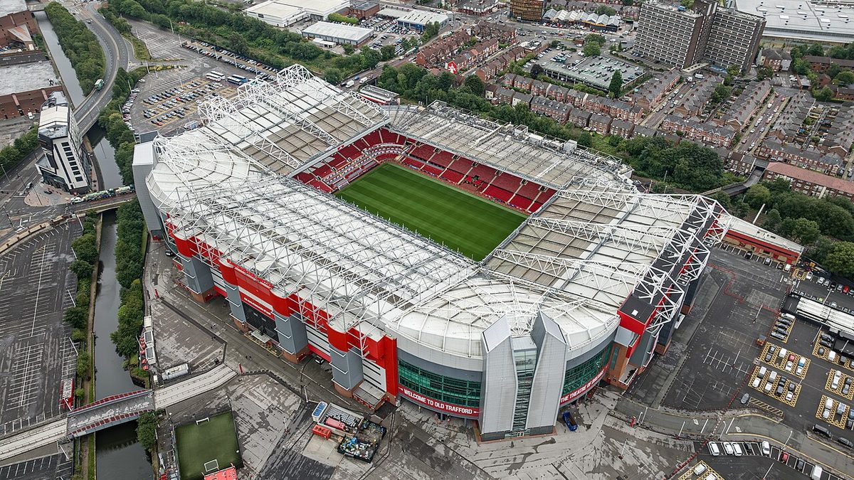 Aerial view of Old Trafford, home of Manchester United